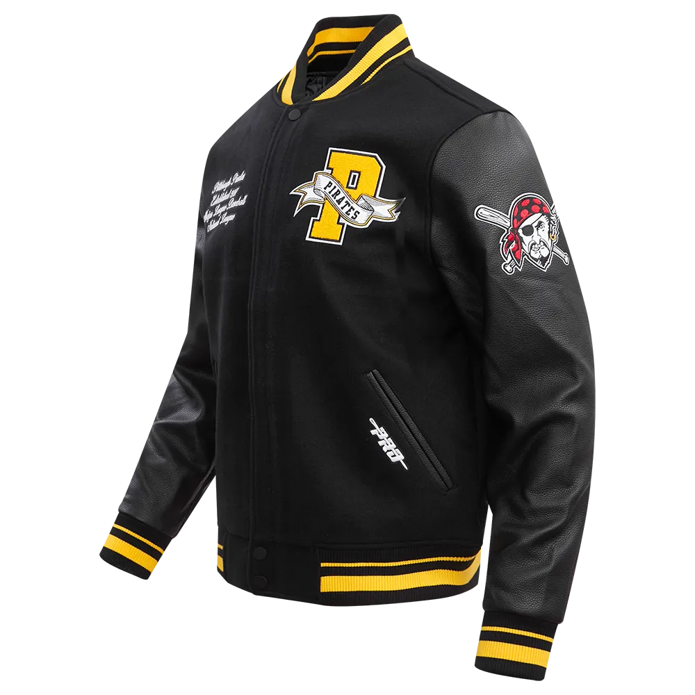 MLB PITTSBURGH PIRATES TEAM PENNANTS MEN'S RIB WOOL VARSITY JACKET (BLACK/YELLOW)