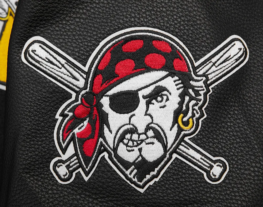 MLB PITTSBURGH PIRATES TEAM PENNANTS MEN'S RIB WOOL VARSITY JACKET (BLACK/YELLOW)