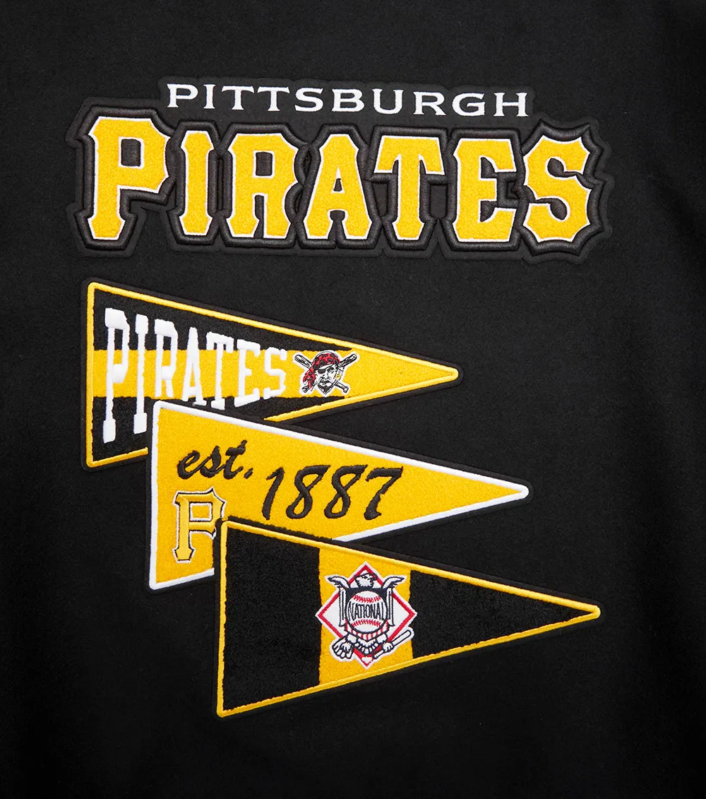 MLB PITTSBURGH PIRATES TEAM PENNANTS MEN'S RIB WOOL VARSITY JACKET (BLACK/YELLOW)