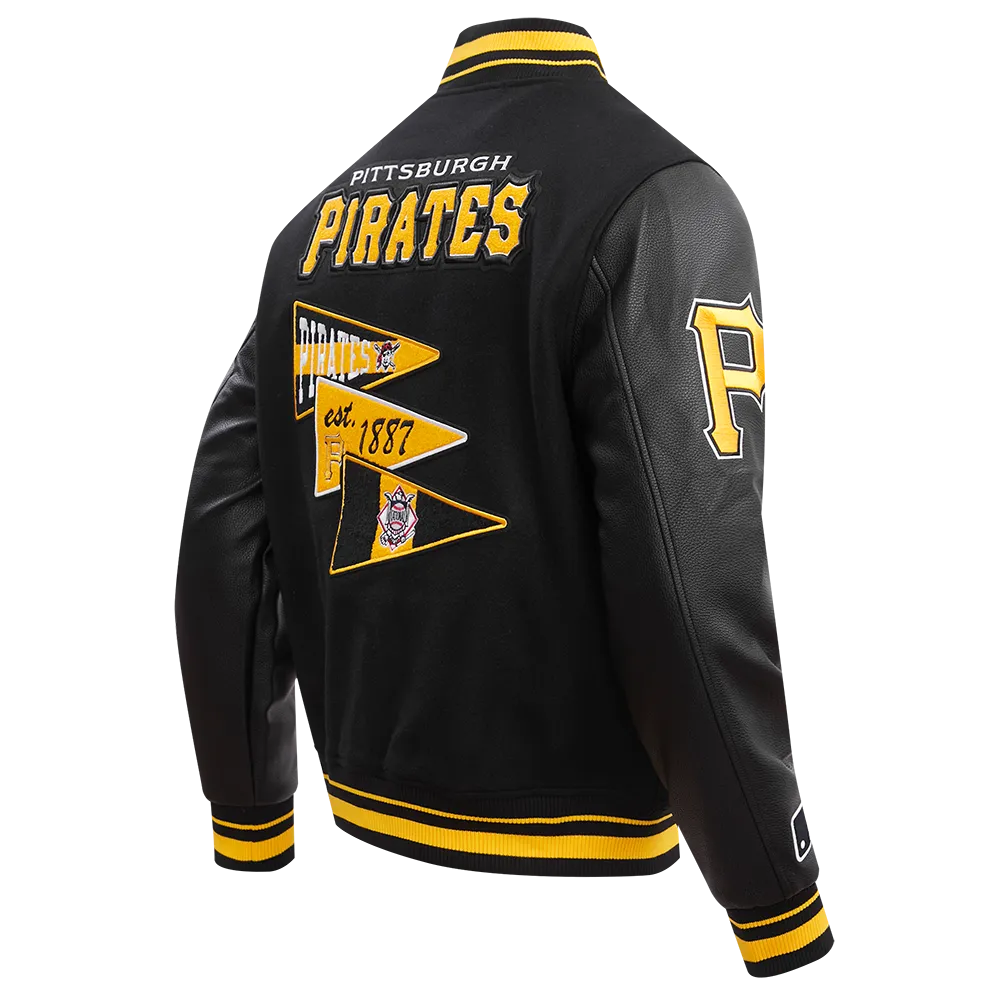 MLB PITTSBURGH PIRATES TEAM PENNANTS MEN'S RIB WOOL VARSITY JACKET (BLACK/YELLOW)
