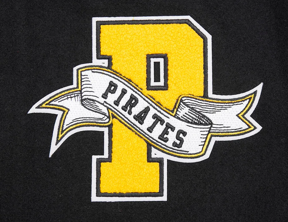 MLB PITTSBURGH PIRATES TEAM PENNANTS MEN'S RIB WOOL VARSITY JACKET (BLACK/YELLOW)