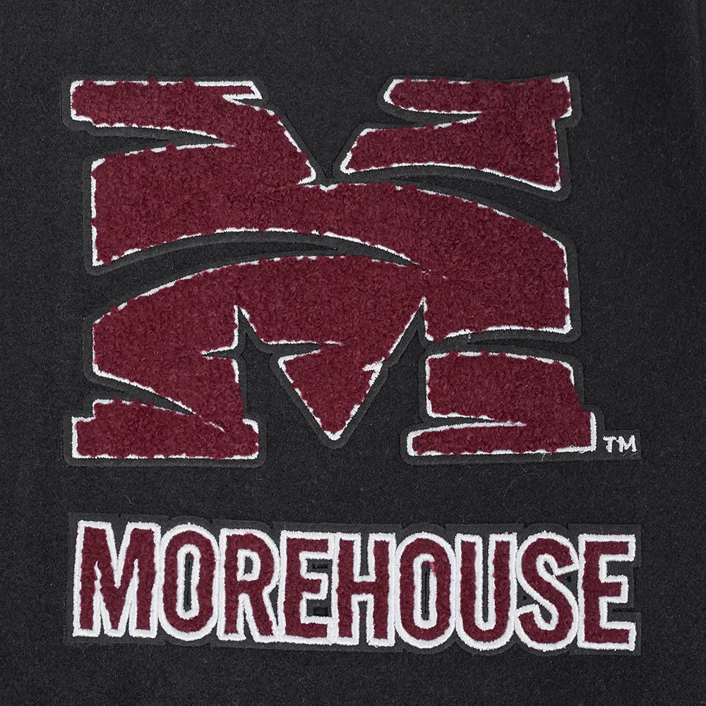 MOREHOUSE COLLEGE CLASSIC RIB WOOL VARSITY JACKET (BLACK/WHITE)