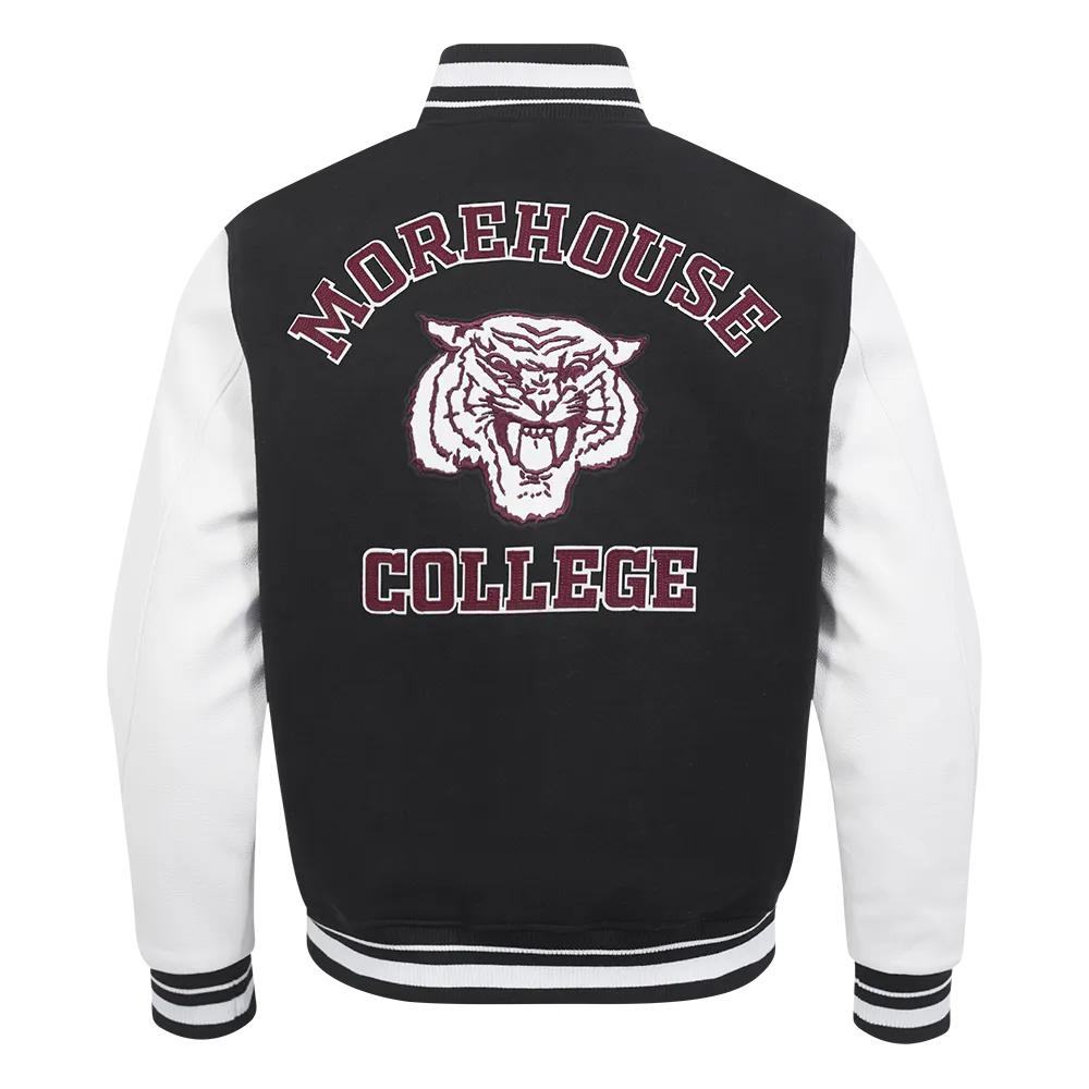 MOREHOUSE COLLEGE CLASSIC RIB WOOL VARSITY JACKET (BLACK/WHITE)