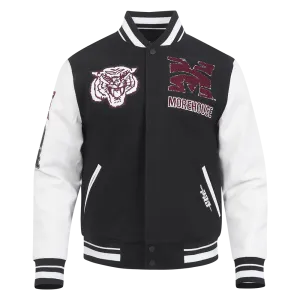 MOREHOUSE COLLEGE CLASSIC RIB WOOL VARSITY JACKET (BLACK/WHITE)