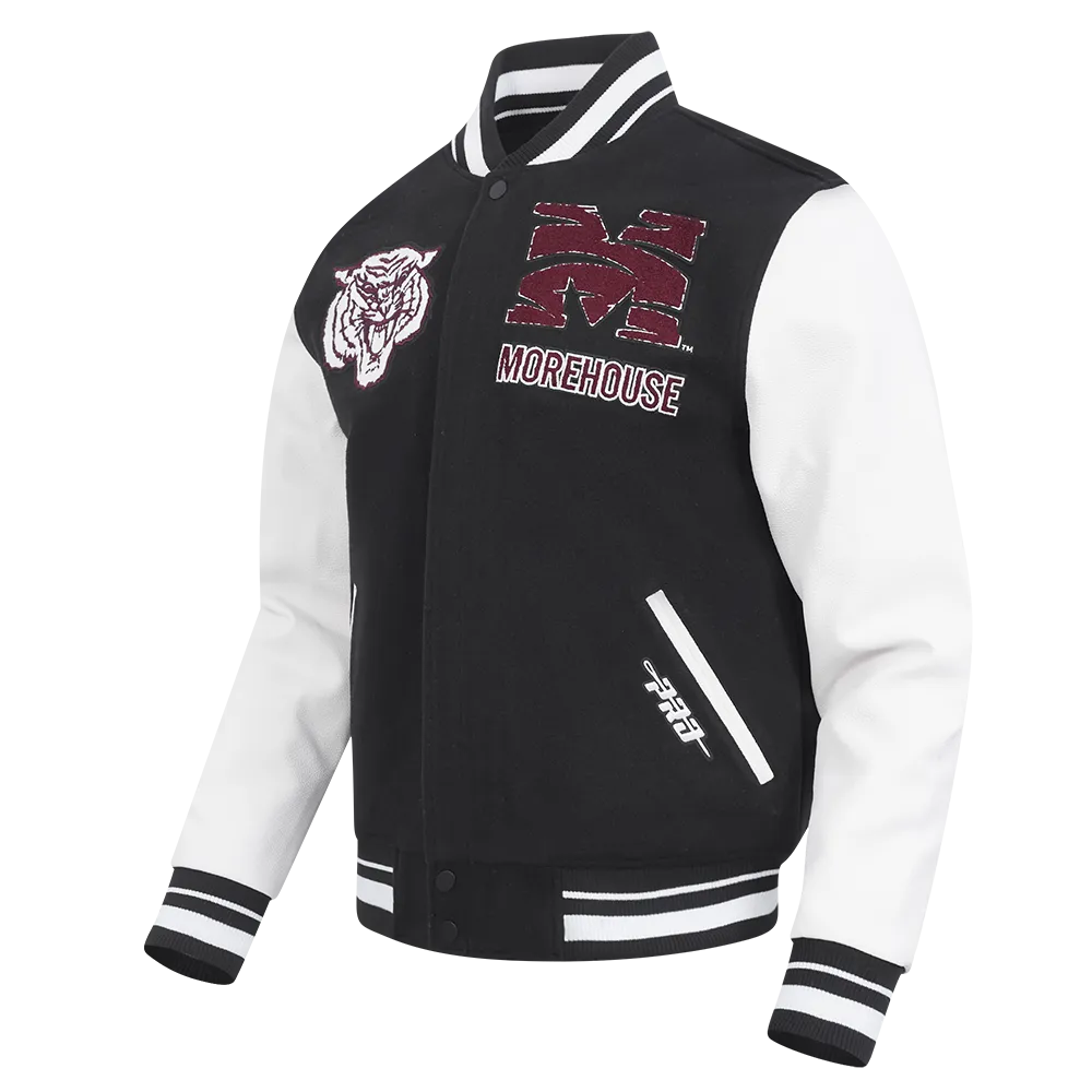 MOREHOUSE COLLEGE CLASSIC RIB WOOL VARSITY JACKET (BLACK/WHITE)