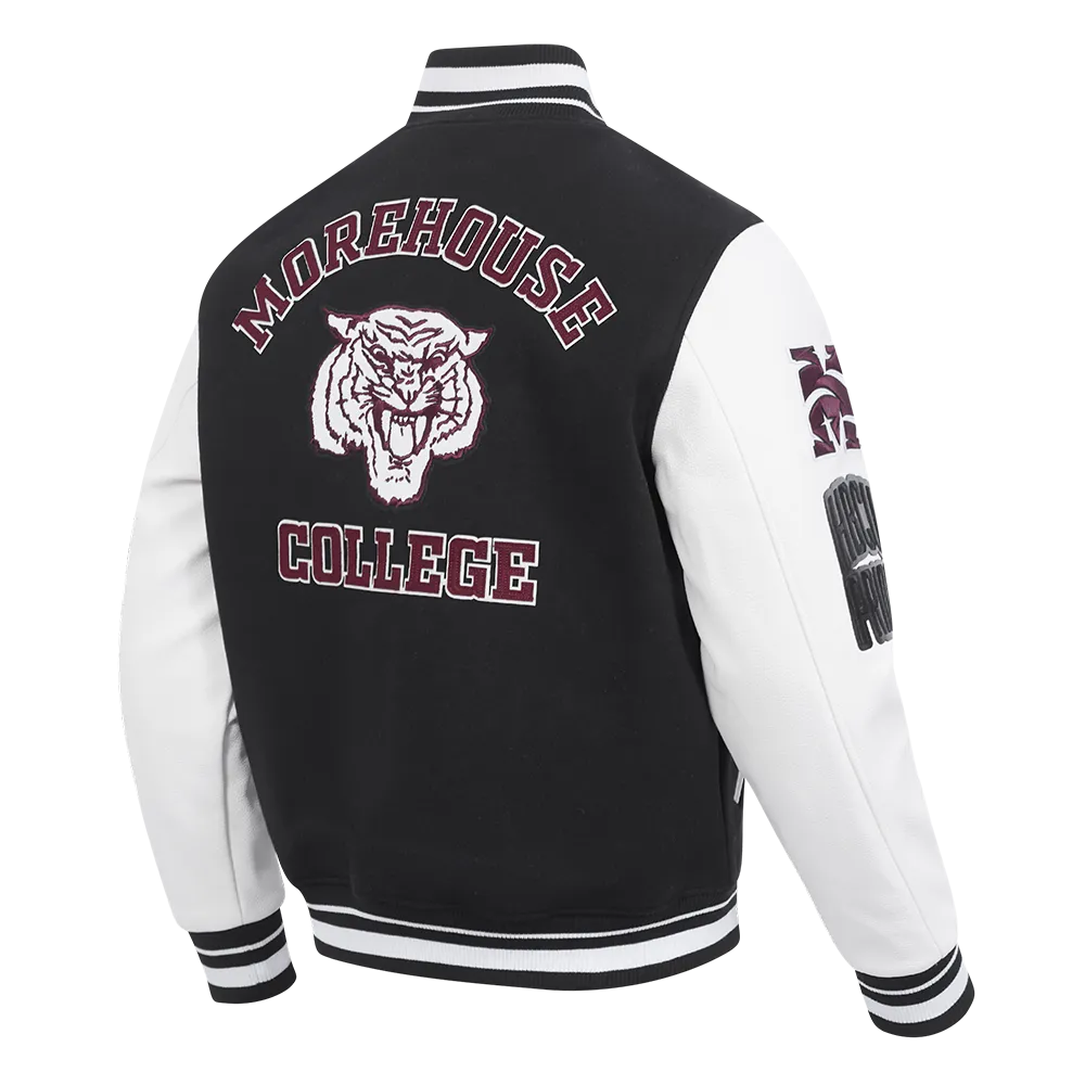 MOREHOUSE COLLEGE CLASSIC RIB WOOL VARSITY JACKET (BLACK/WHITE)