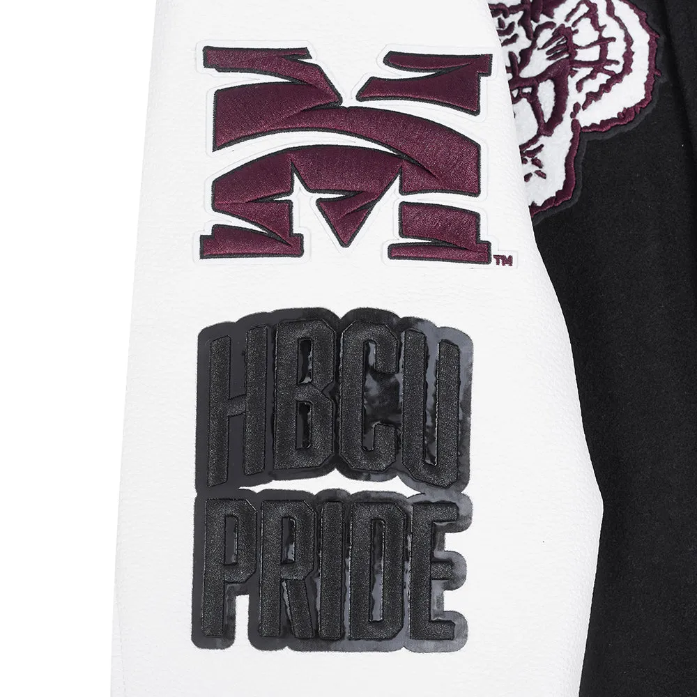 MOREHOUSE COLLEGE CLASSIC RIB WOOL VARSITY JACKET (BLACK/WHITE)