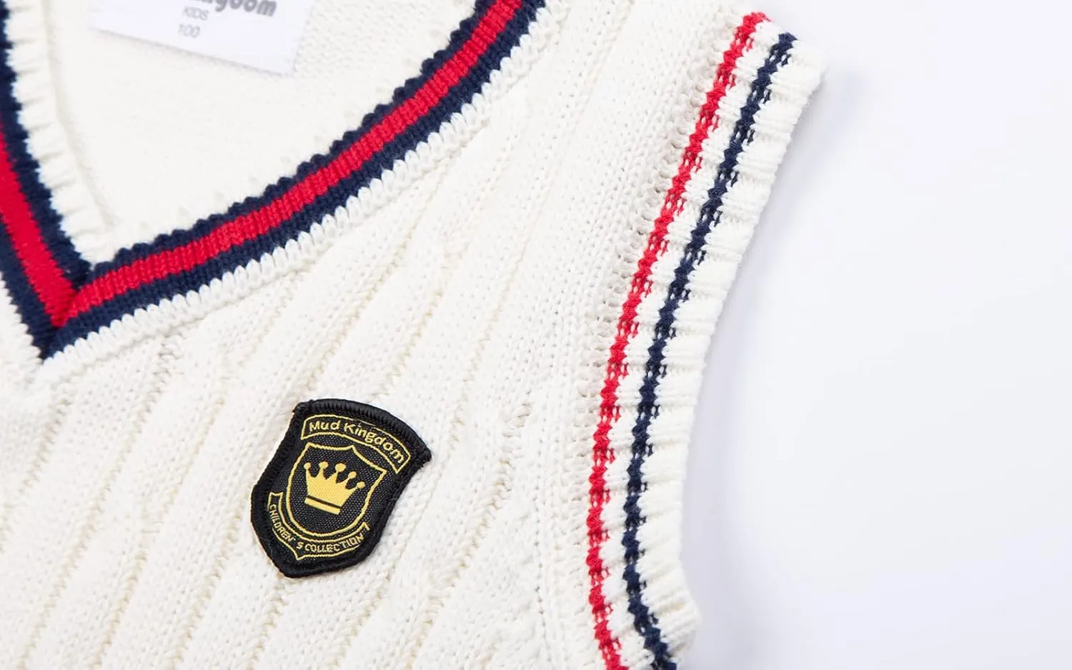 Mud Kingdom Boys and Toddlers' Uniform Cotton V-Neck Sweater Vest Knitted School