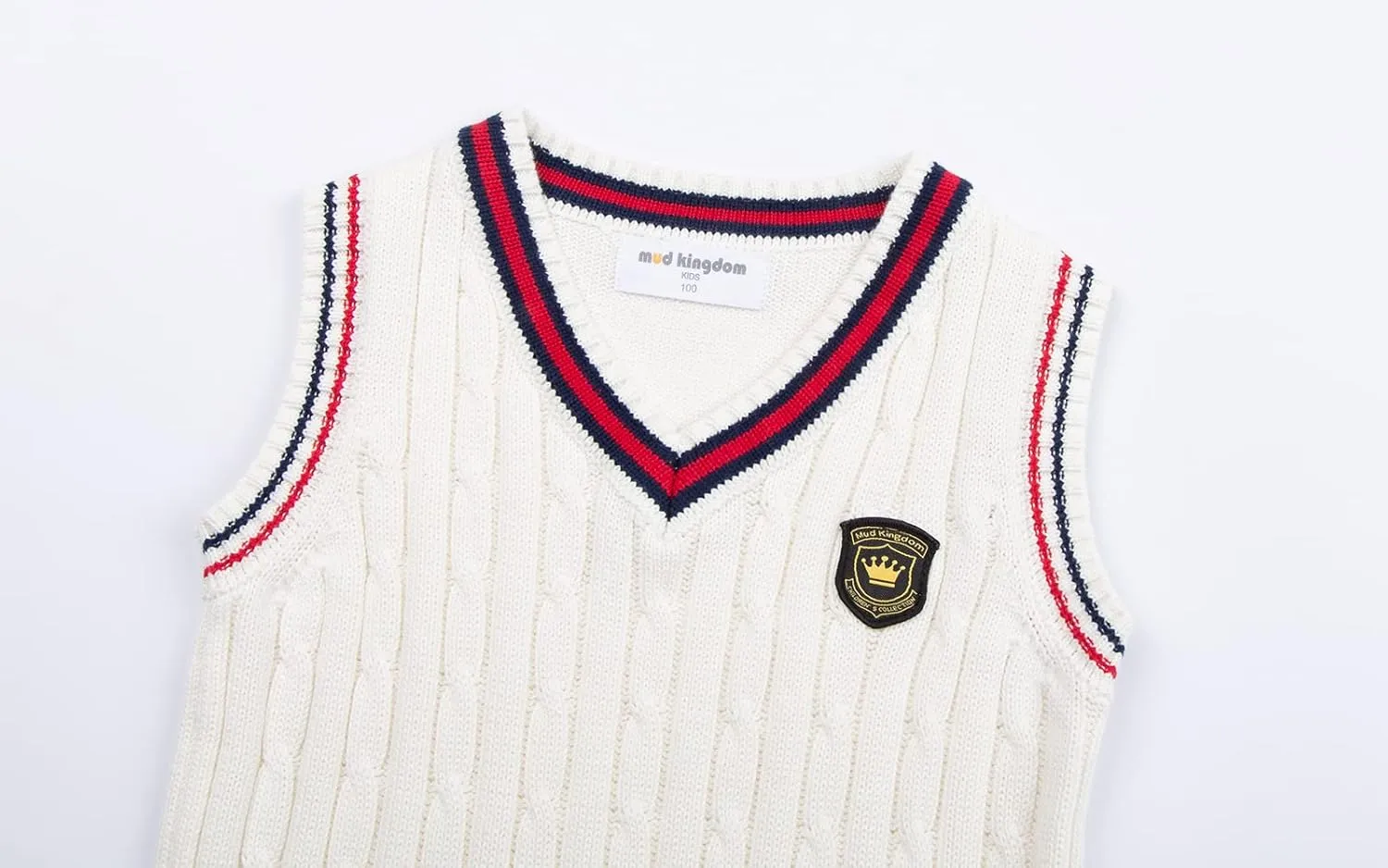 Mud Kingdom Boys and Toddlers' Uniform Cotton V-Neck Sweater Vest Knitted School