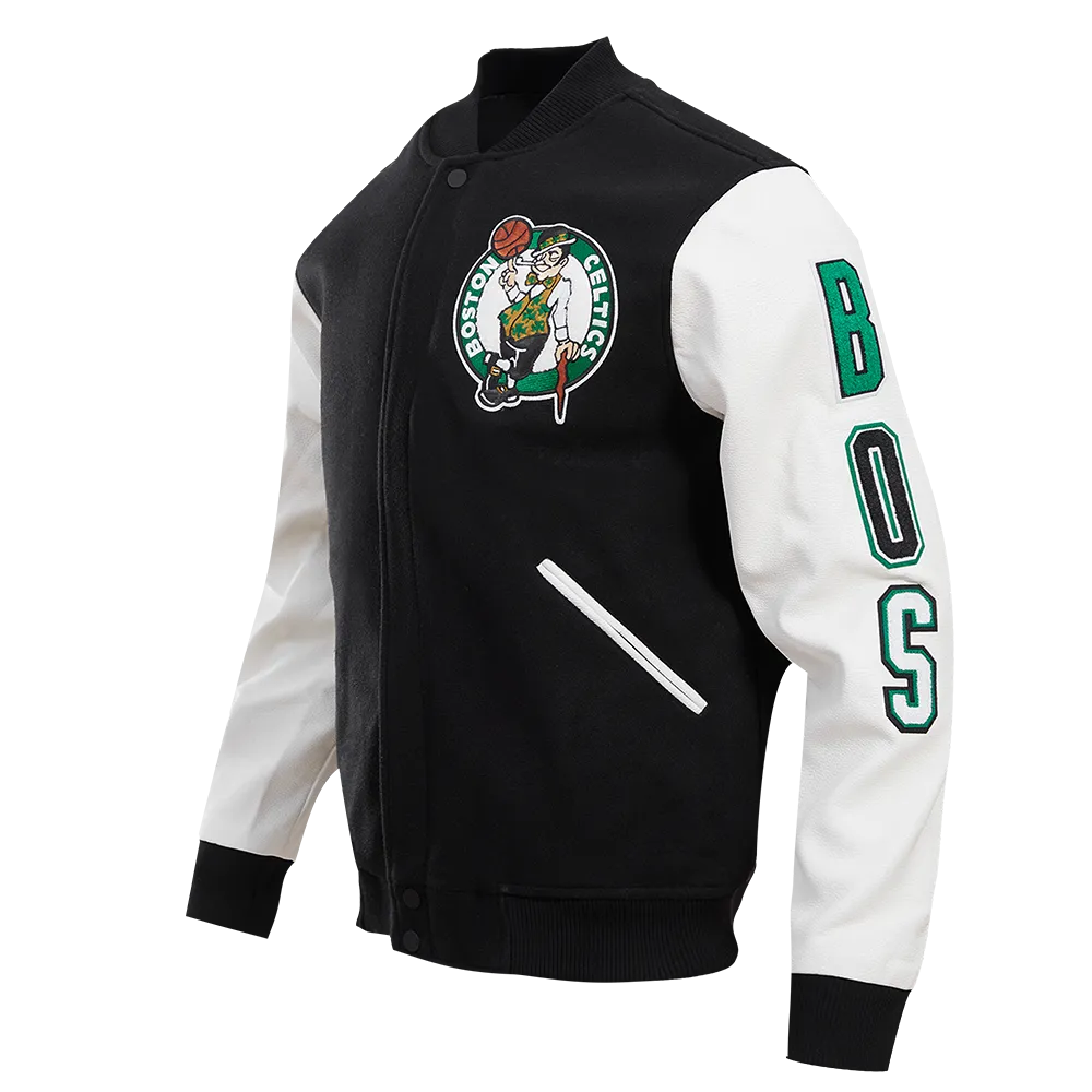 NBA BOSTON CELTICS CLASSIC WOOL MEN'S VARSITY JACKET (BLACK/WHITE)