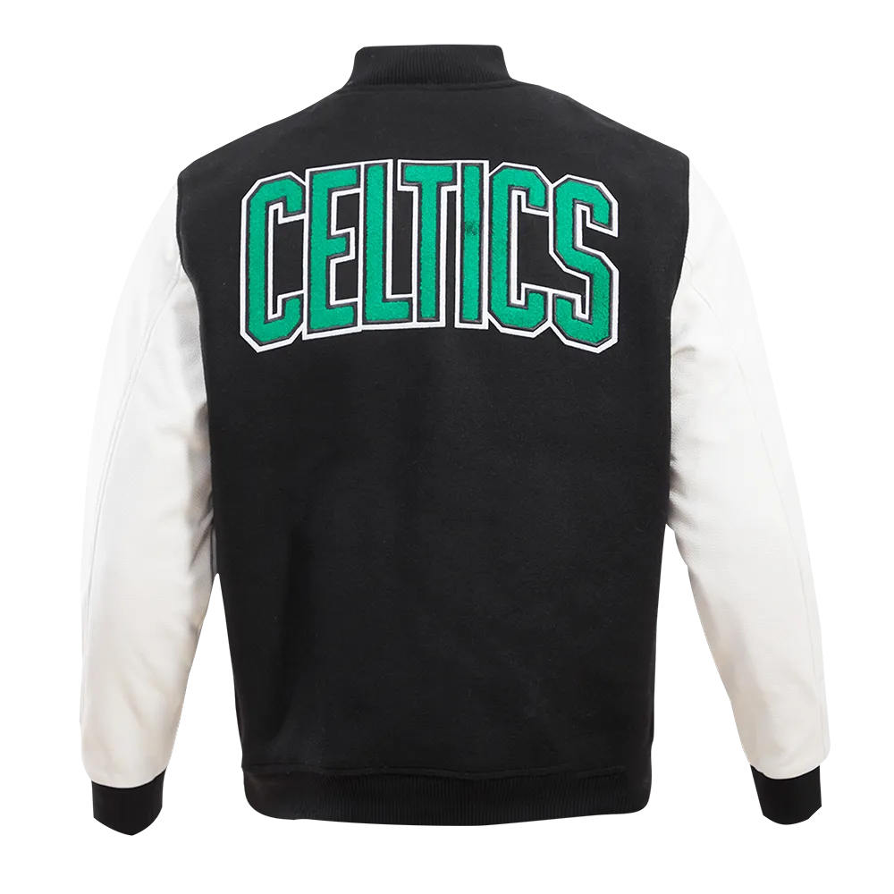 NBA BOSTON CELTICS CLASSIC WOOL MEN'S VARSITY JACKET (BLACK/WHITE)