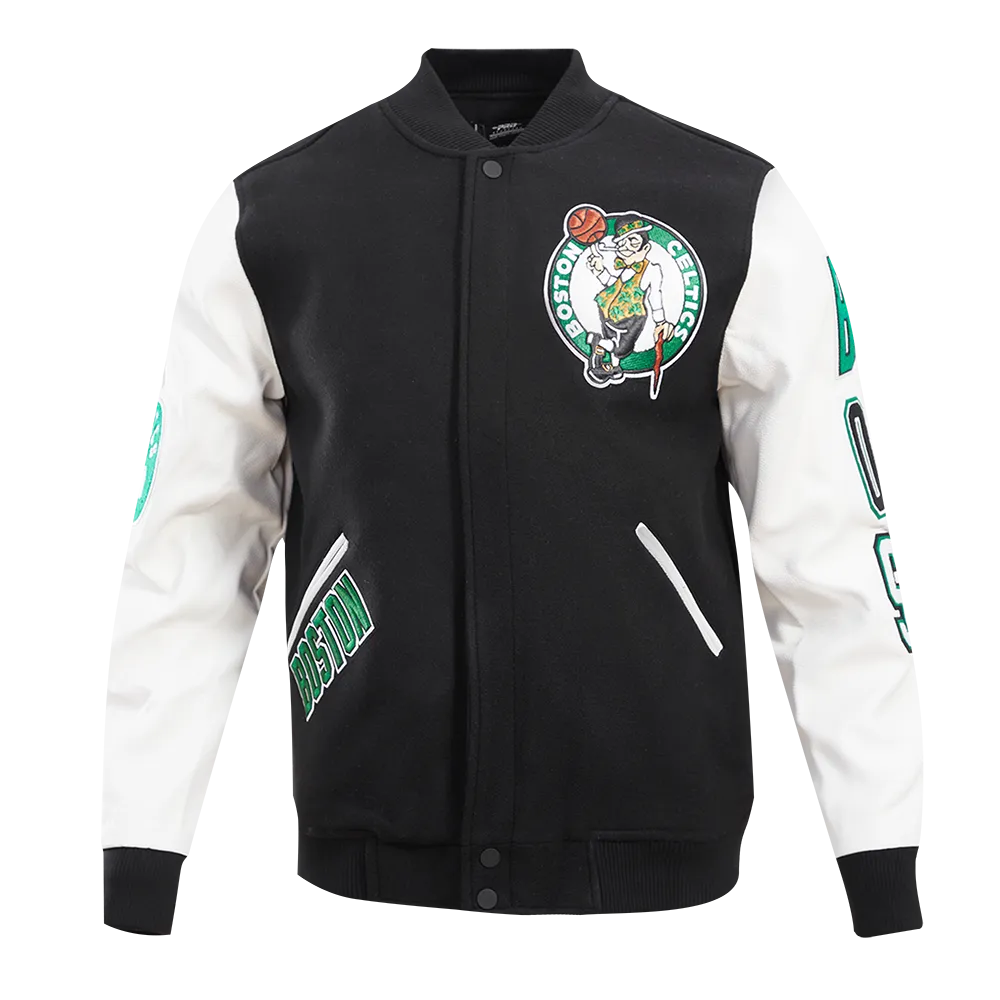 NBA BOSTON CELTICS CLASSIC WOOL MEN'S VARSITY JACKET (BLACK/WHITE)