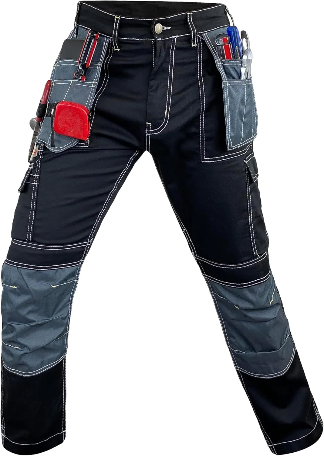 Notus Mens Construction Tactical Carpenter Multi-Pockets Cordura Knee and Holster Pockets Reinforced Work Pants