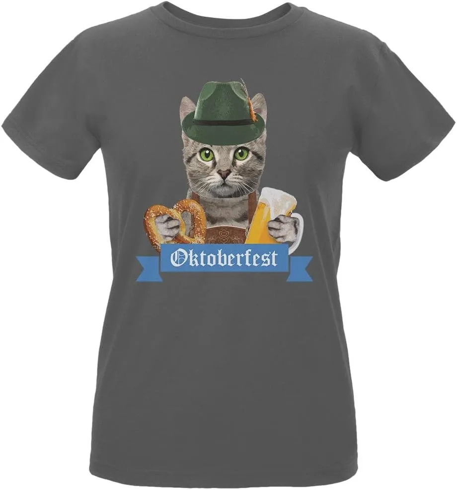 Oktoberfest Funny Cat Womens T Shirt