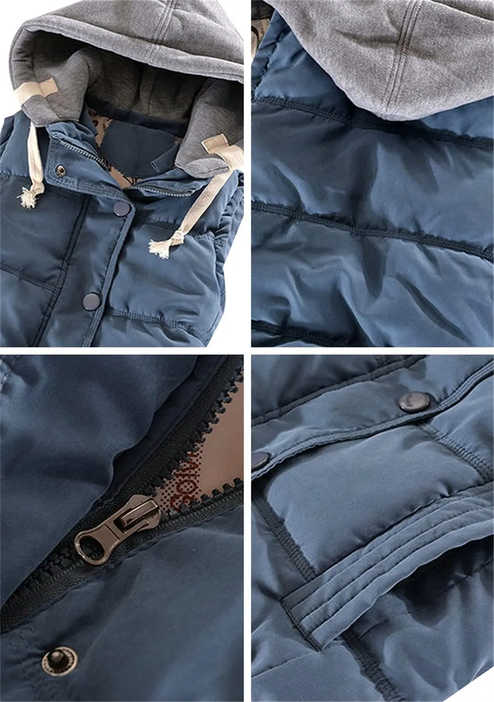 OMZIN Winter Hooded Vest Puffer Sleeveless Outwear Pockets Cotton Casual Vest