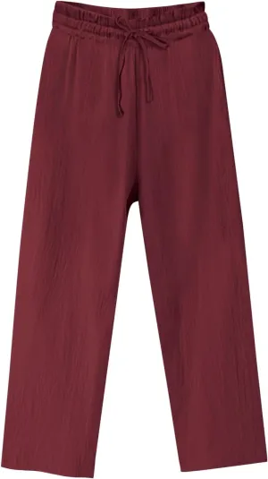 Oplxuo Women's Cotton Linen Pants Casual Straight Wide Leg Elastic Waist Drawstring Trousers Beach Summer Pants with Pockets