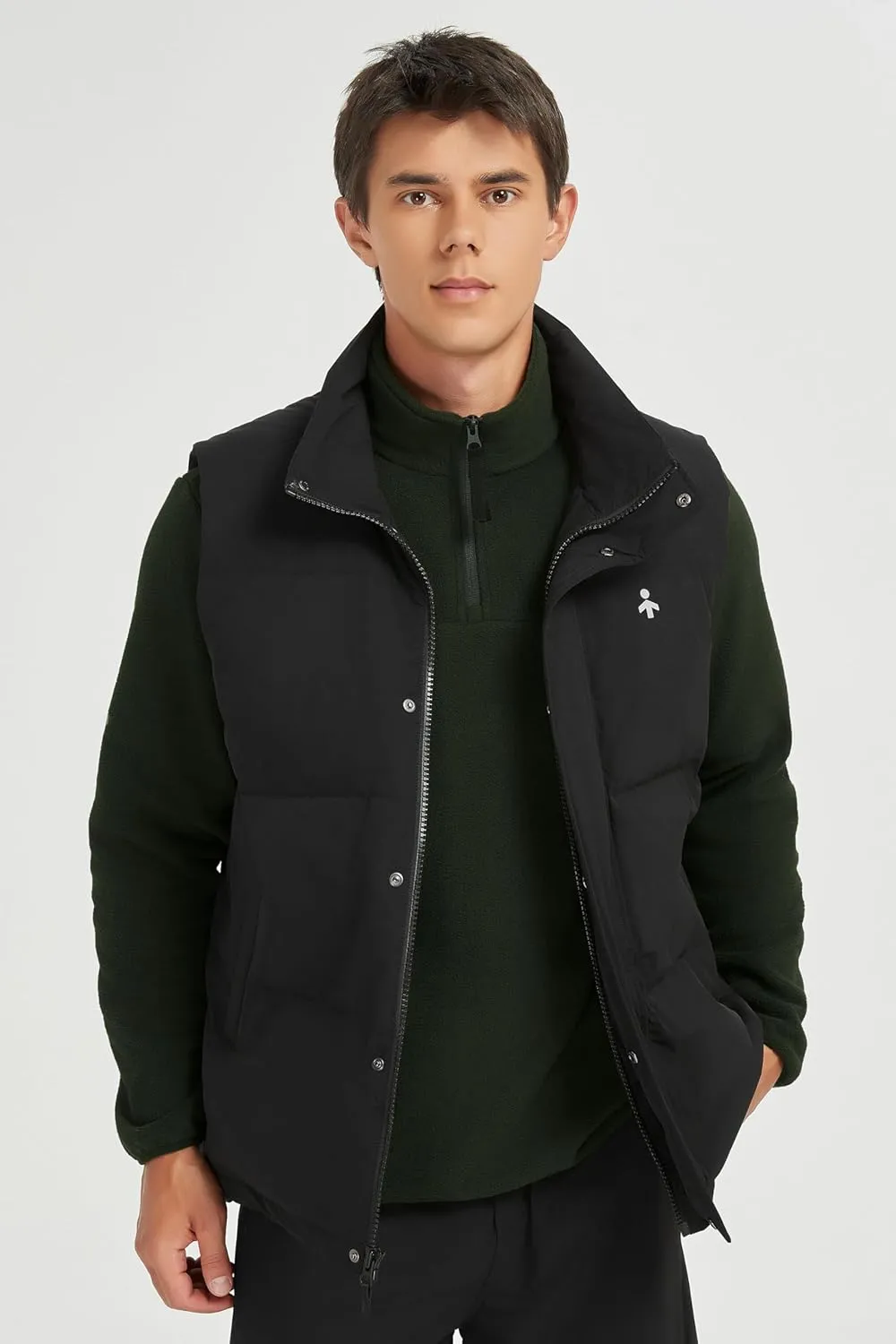 Orolay Men's Down Vest Winter Puffer Warm Vest Zip Up Stand Collar Quilted Sleeveless Jacket with Pockets