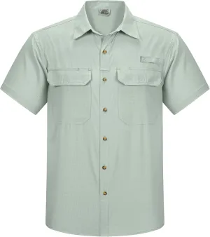 Outdoor Ventures Men's Lightweight Short Sleeve Fishing Shirt UPF 50 Button Down Quick Dry Cooling Hiking Travel Safari Shirt