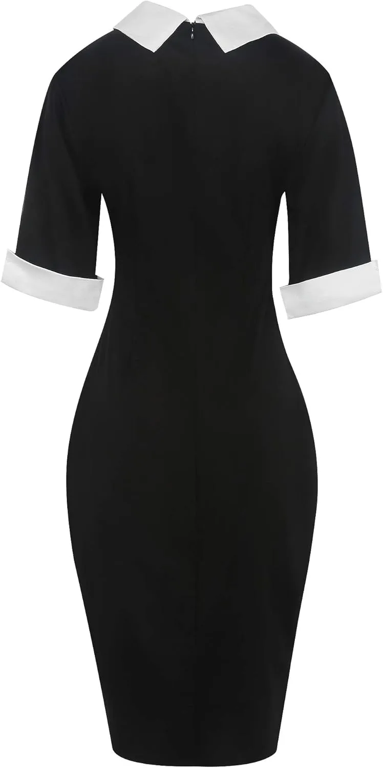 oxiuly Women's Retro Bodycon Knee-Length Formal Office Dresses Work Pencil Dress OX276