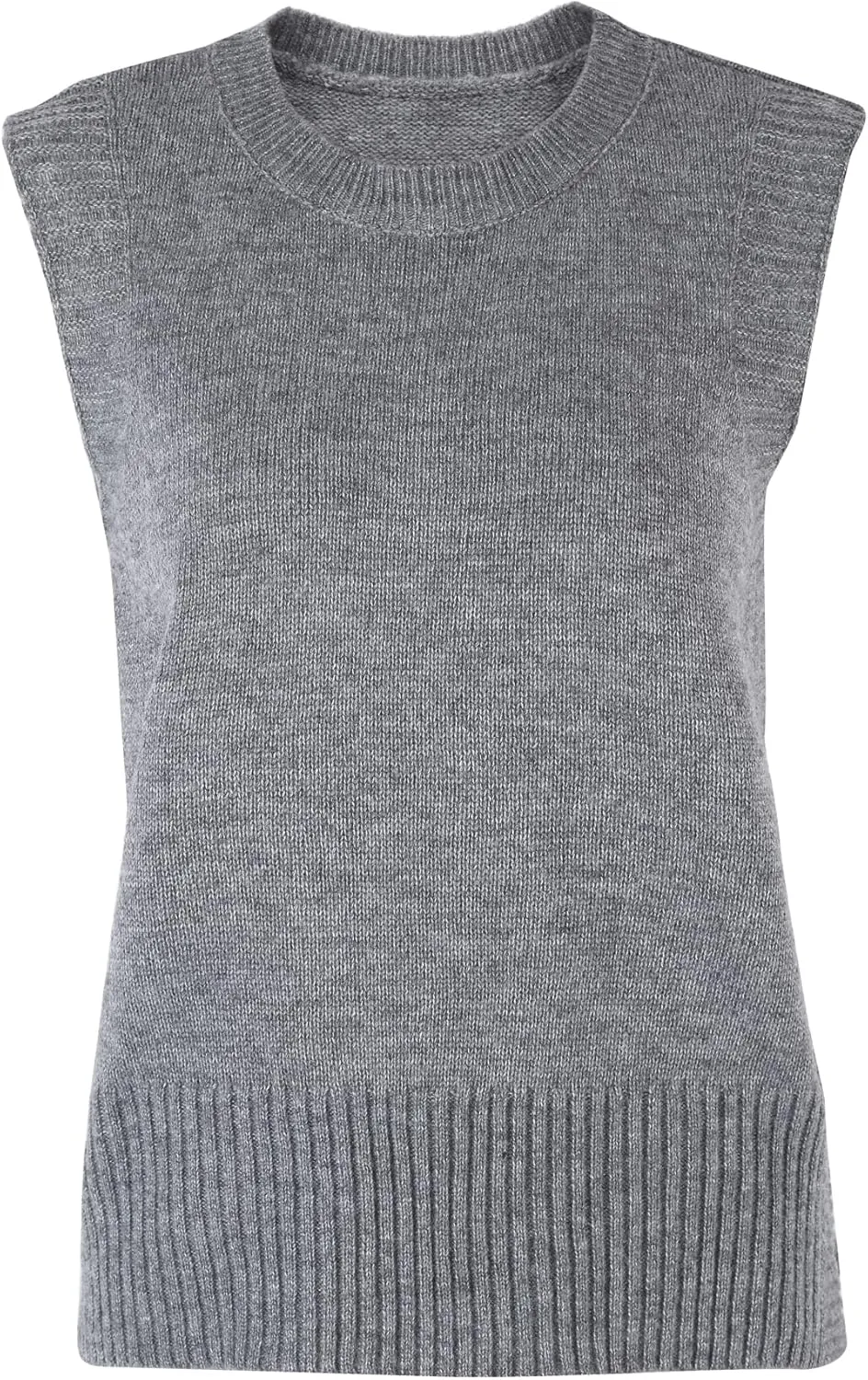 PEIQI Womens Sweater Vest Crop Knitted Sleeveless Sweaters Solid Casual Basic Tops