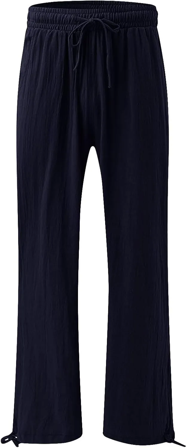 Petite Linen Pants Capri Summer Palazzo Wide Leg Linen Pant Women's Cotton Trousers Suits