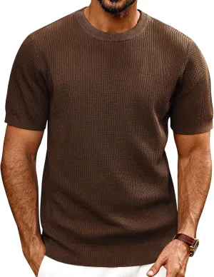 PJ PAUL JONES Mens T-Shirts Knit Short Sleeve Crewneck Shirt Casual Textured Pullover Tees