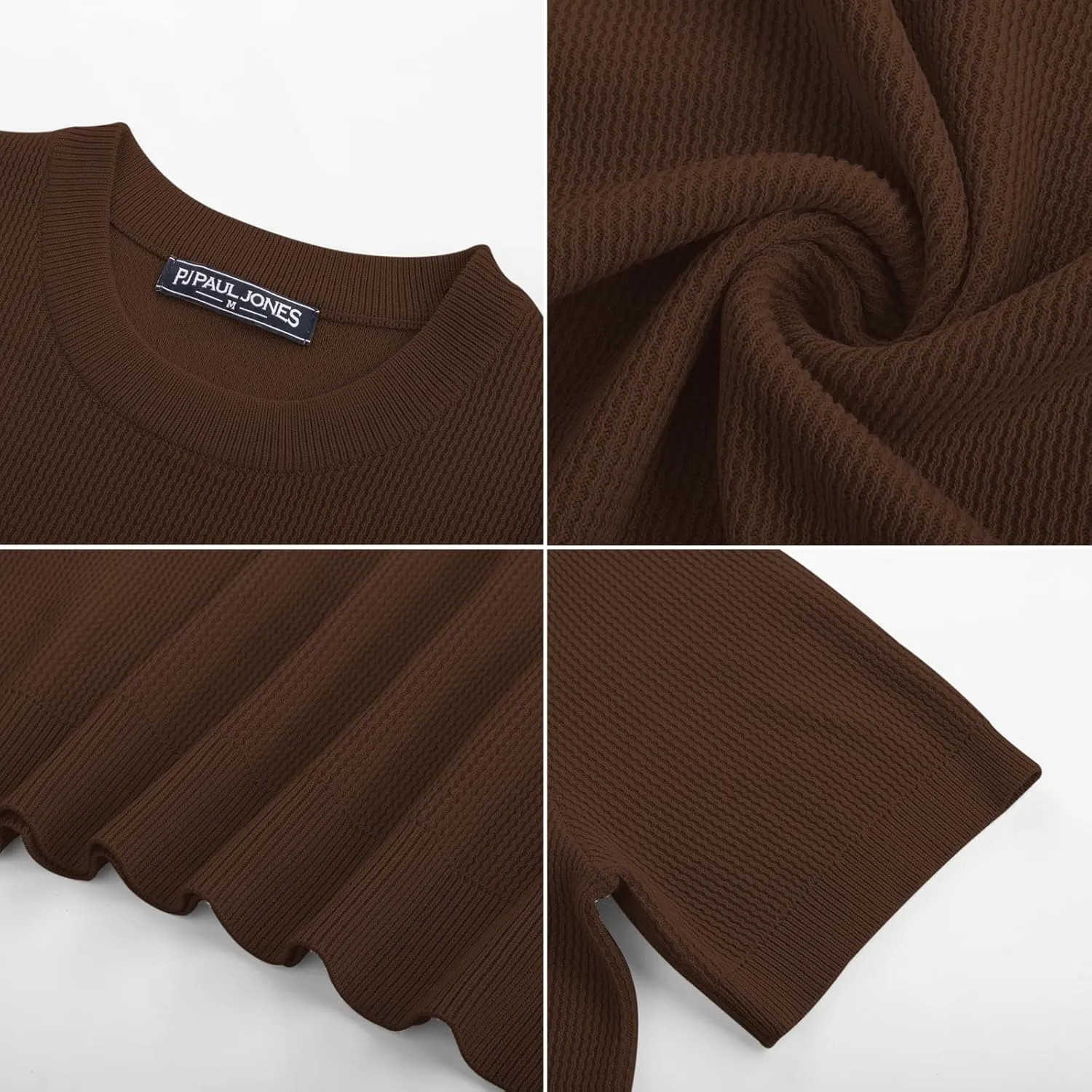 PJ PAUL JONES Mens T-Shirts Knit Short Sleeve Crewneck Shirt Casual Textured Pullover Tees