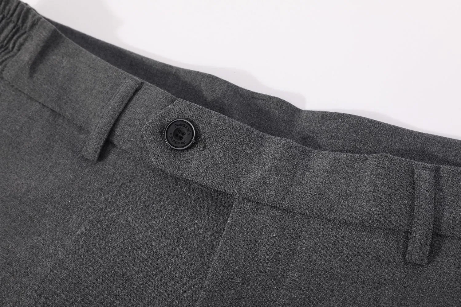 Plaid&Plain Men's Dress Pants with Elastic Waistband and Stretchy Fabric Straight Fit