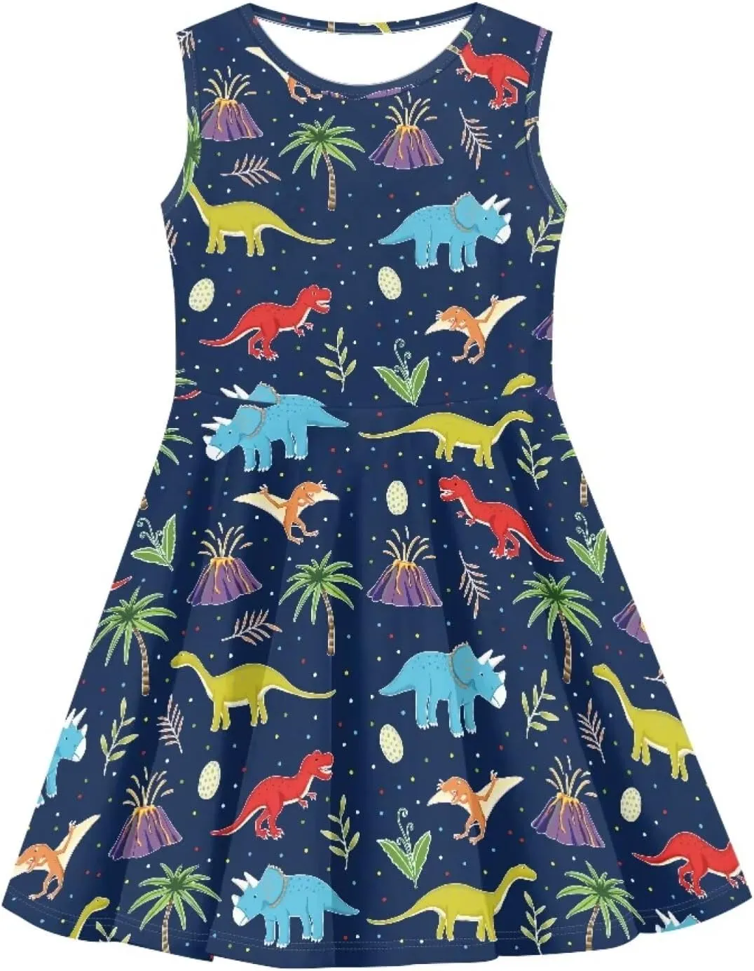 POLERO Mushroom Dress for Girls Summer Casual Party A-Line Midi Tank Dress Sleeveless Sundress for Kids 3-16 Years