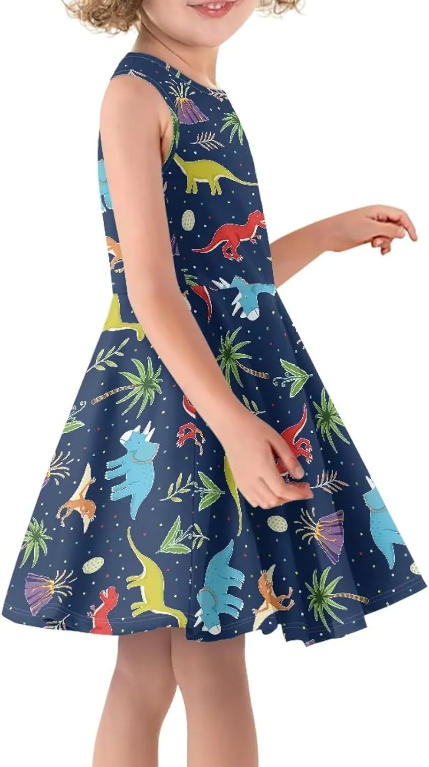 POLERO Mushroom Dress for Girls Summer Casual Party A-Line Midi Tank Dress Sleeveless Sundress for Kids 3-16 Years
