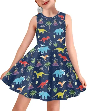 POLERO Mushroom Dress for Girls Summer Casual Party A-Line Midi Tank Dress Sleeveless Sundress for Kids 3-16 Years
