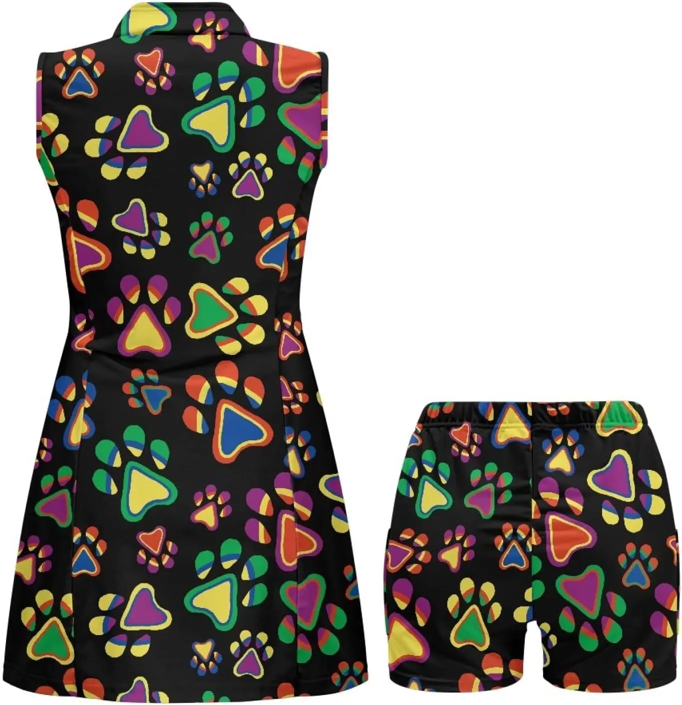 POLERO Women Sports Dress with Shorts 1/4 Zip Sleeveless Golf Tennis Dress Workout Athletic Dress