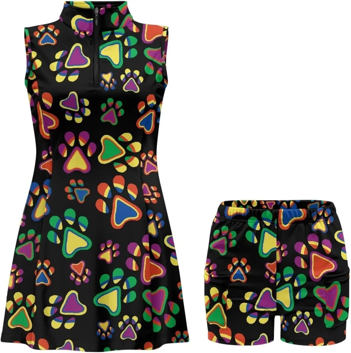 POLERO Women Sports Dress with Shorts 1/4 Zip Sleeveless Golf Tennis Dress Workout Athletic Dress