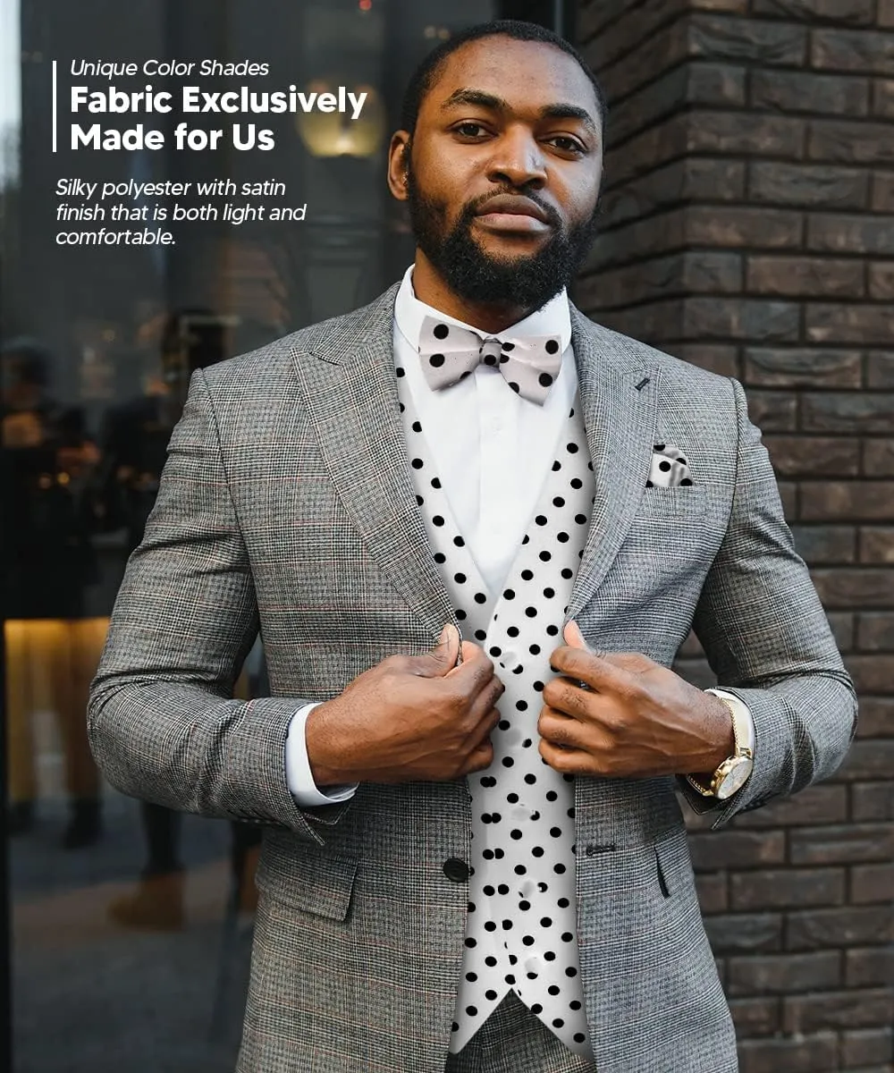 Polka Dot Suit Vest for Men Set of 4 - Vest, Necktie, Bow Tie & Pocket Square