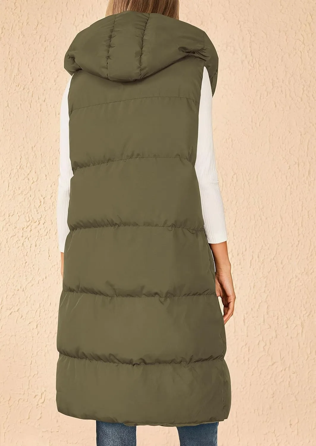 PRETTYGARDEN Womens Long Puffer Vest Fall Winter Trendy Zip Up Sleeveless Coat Down Jacket Quilted Hooded Warm Outerwear