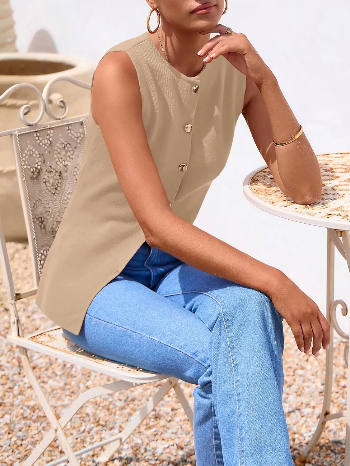 PRETTYGARDEN Women's Sweater Vest Button Down Summer Tank Tops 2025 Sleeveless Knit Vests Fashion Business Casual Outfits