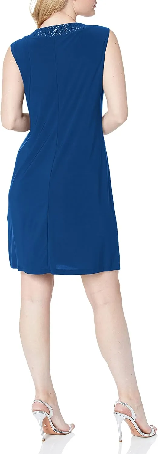R&M Richards Womens Plus 2PC Mesh Inset Dress with Jacket