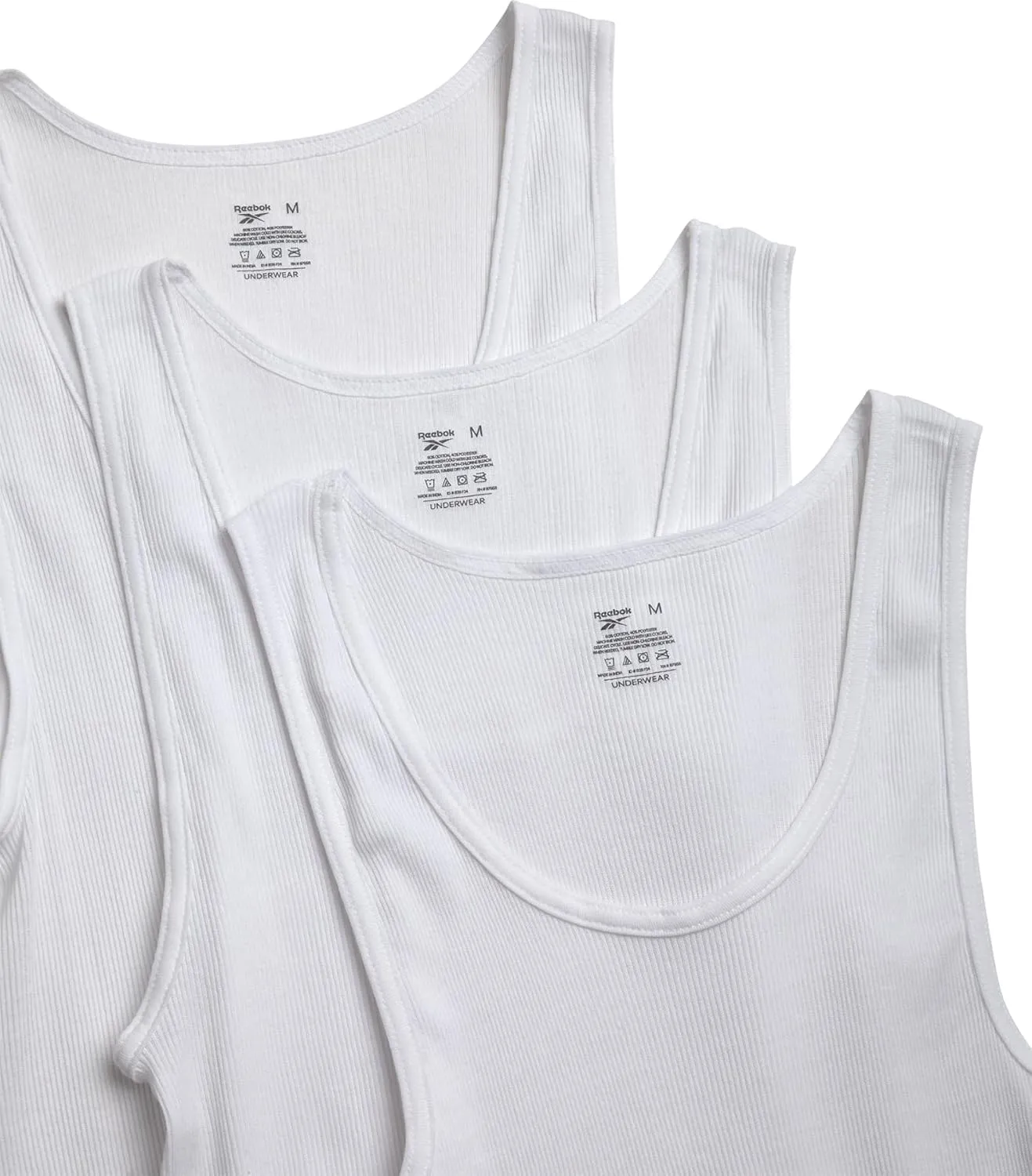 Reebok Mens Tank Top Undershirt - 3 Pack/5 Pack Breathable Cotton Mens Undershirts - Tagless Sleeveless Shirts for Men (S-XL)