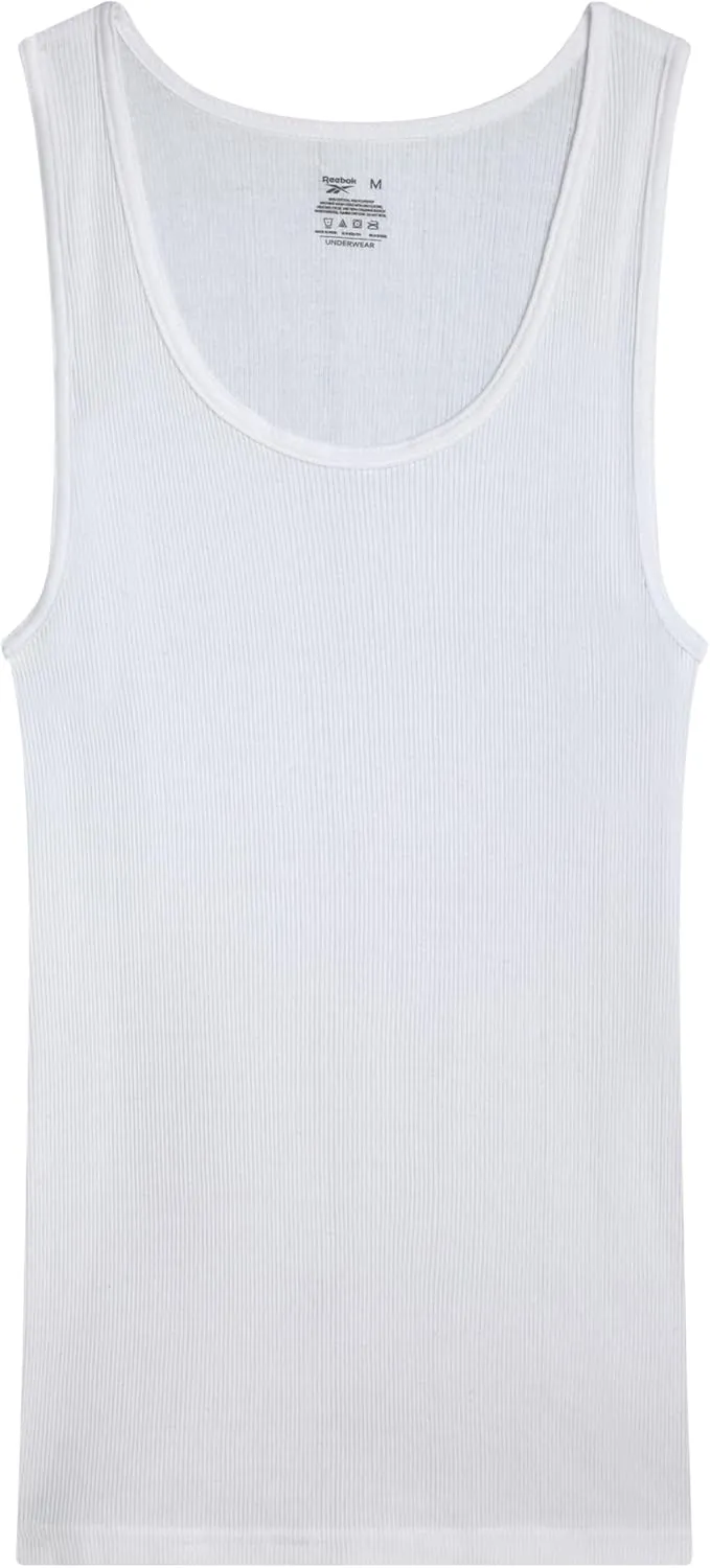 Reebok Mens Tank Top Undershirt - 3 Pack/5 Pack Breathable Cotton Mens Undershirts - Tagless Sleeveless Shirts for Men (S-XL)