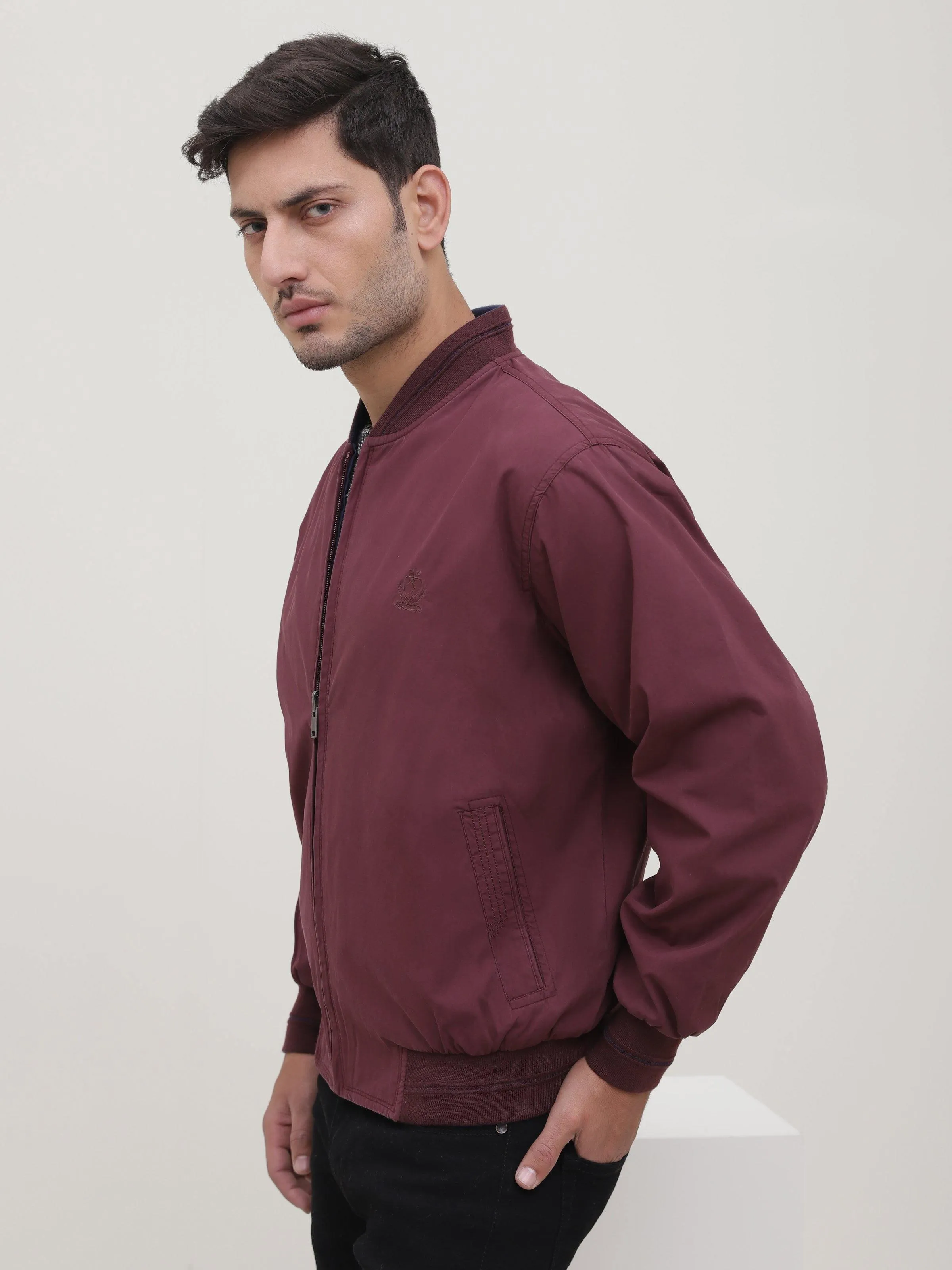 REVERSIBLE JACKET FULL SLEEVE MAROON