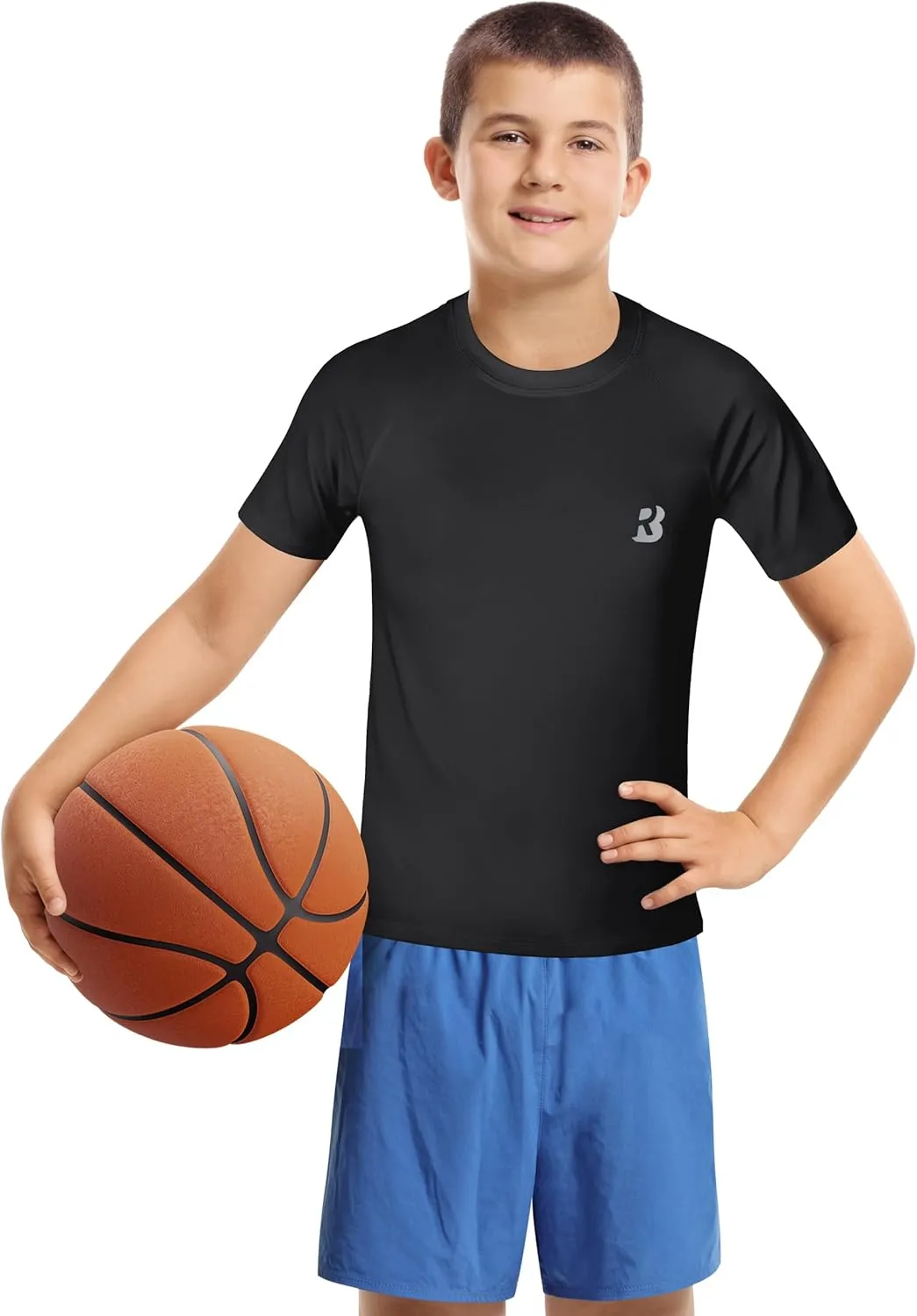 Roadbox Boys Youth Compression Shirt - Short Sleeve Undershirt for Kids Quick Dry Athletic Baseball T-Shirt Base Layer