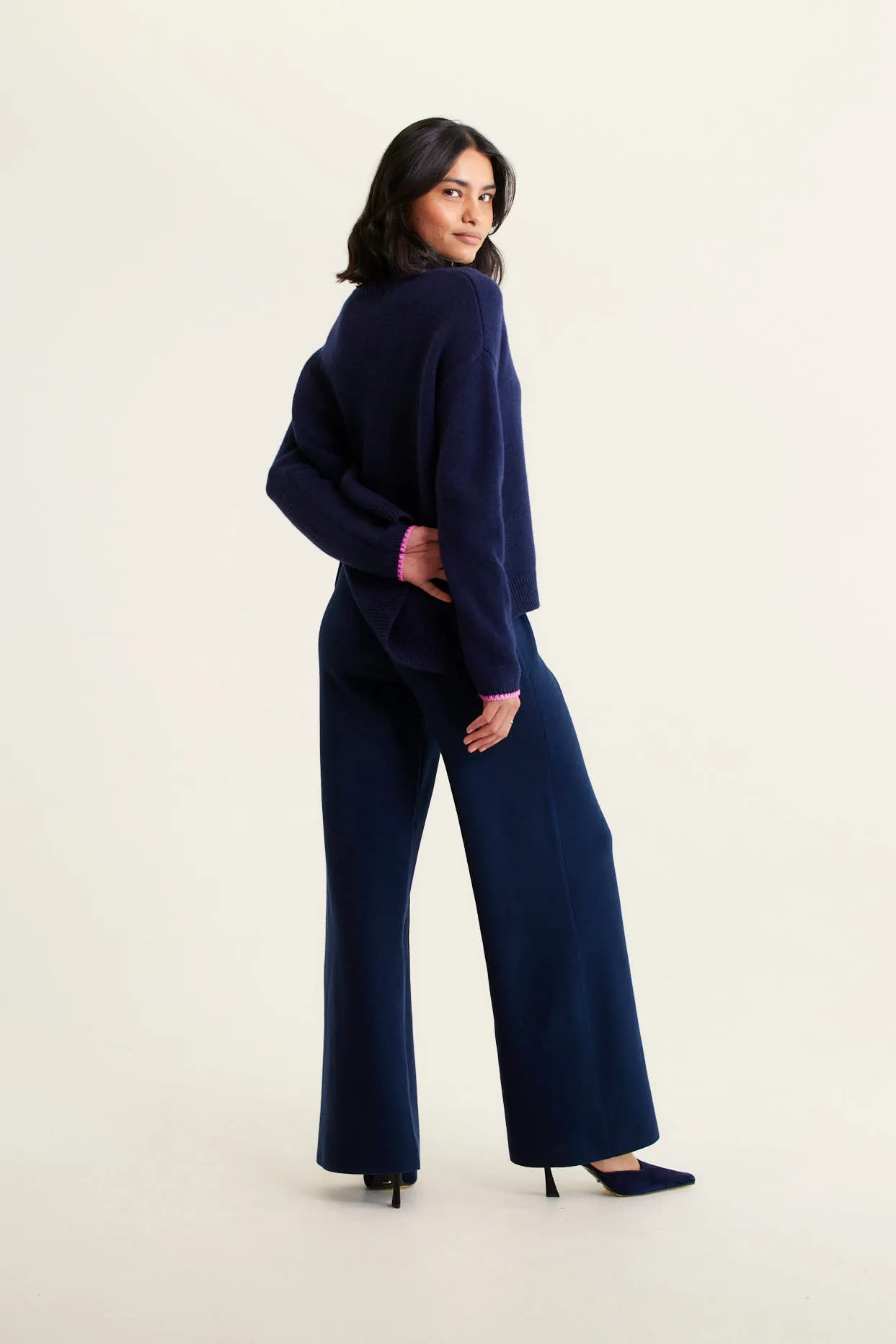 Ronnie Merino Cashmere Polo In Officer Navy