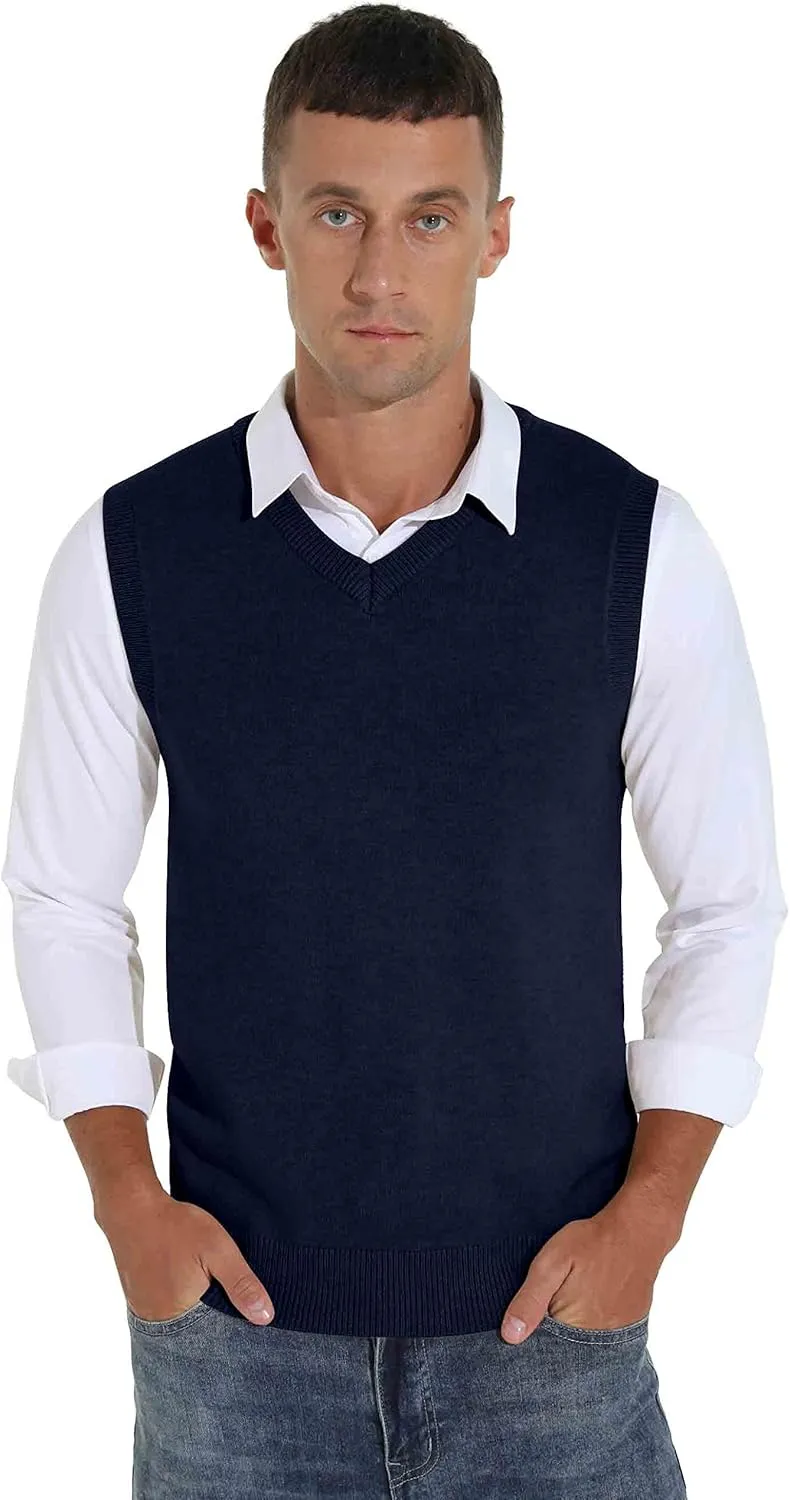 Sailwind Men's Wool Blend Knit V-Neck Sweater Vest Sleeveless Pullover