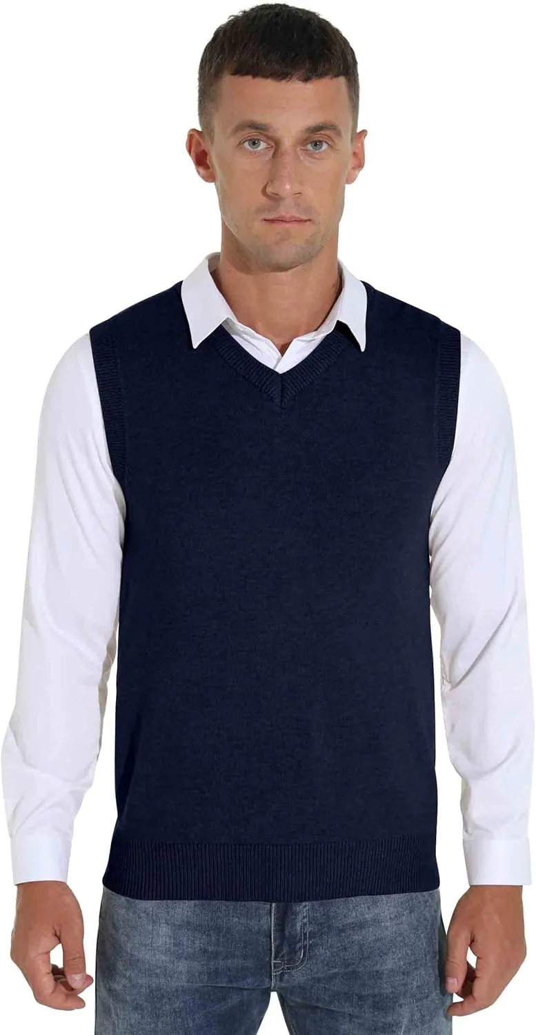 Sailwind Men's Wool Blend Knit V-Neck Sweater Vest Sleeveless Pullover
