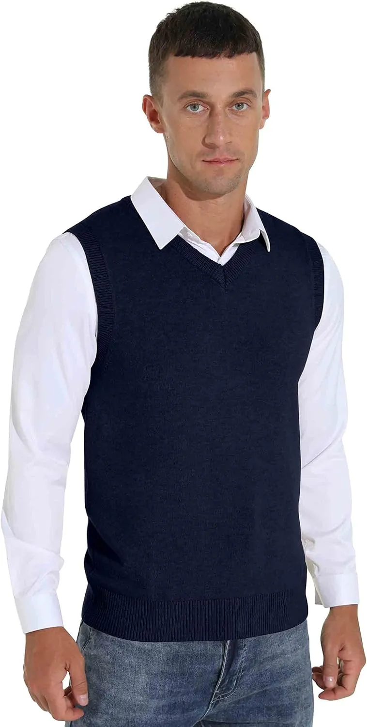 Sailwind Men's Wool Blend Knit V-Neck Sweater Vest Sleeveless Pullover