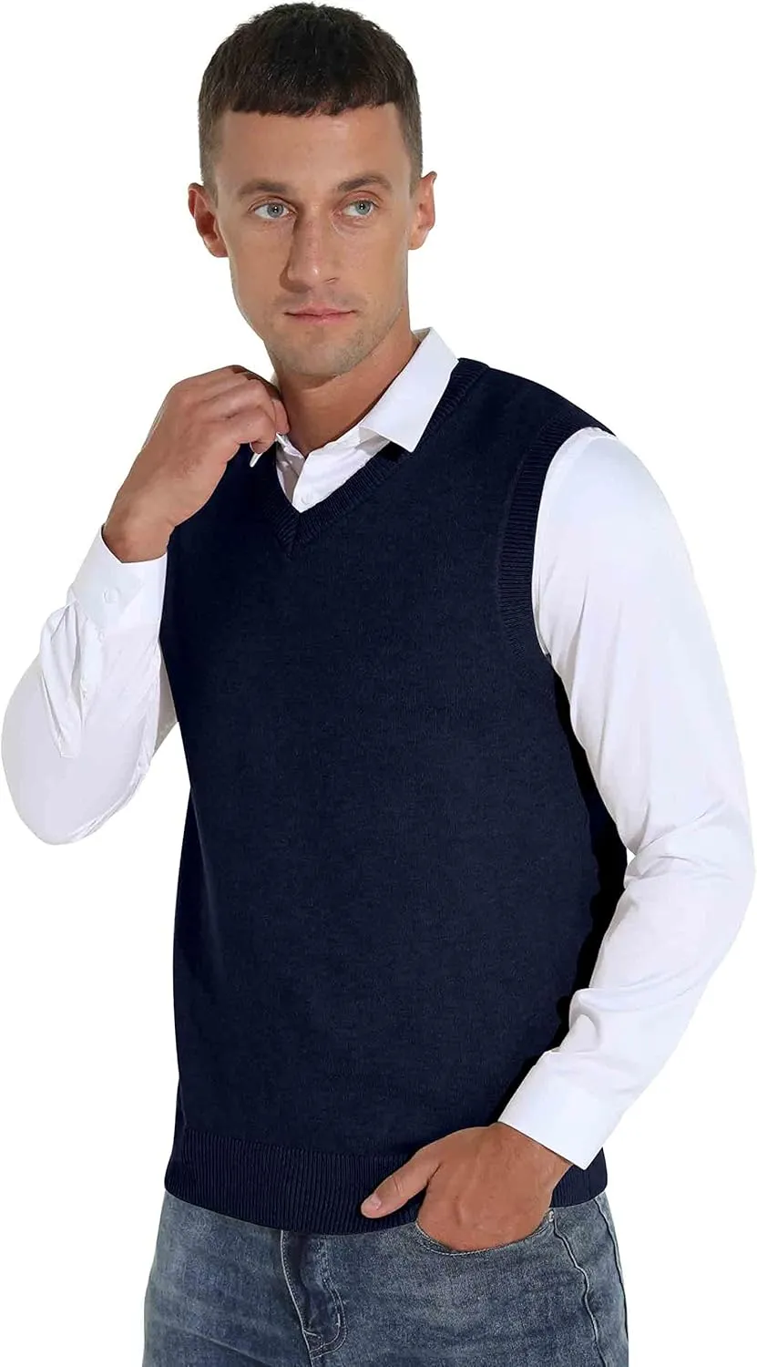 Sailwind Men's Wool Blend Knit V-Neck Sweater Vest Sleeveless Pullover