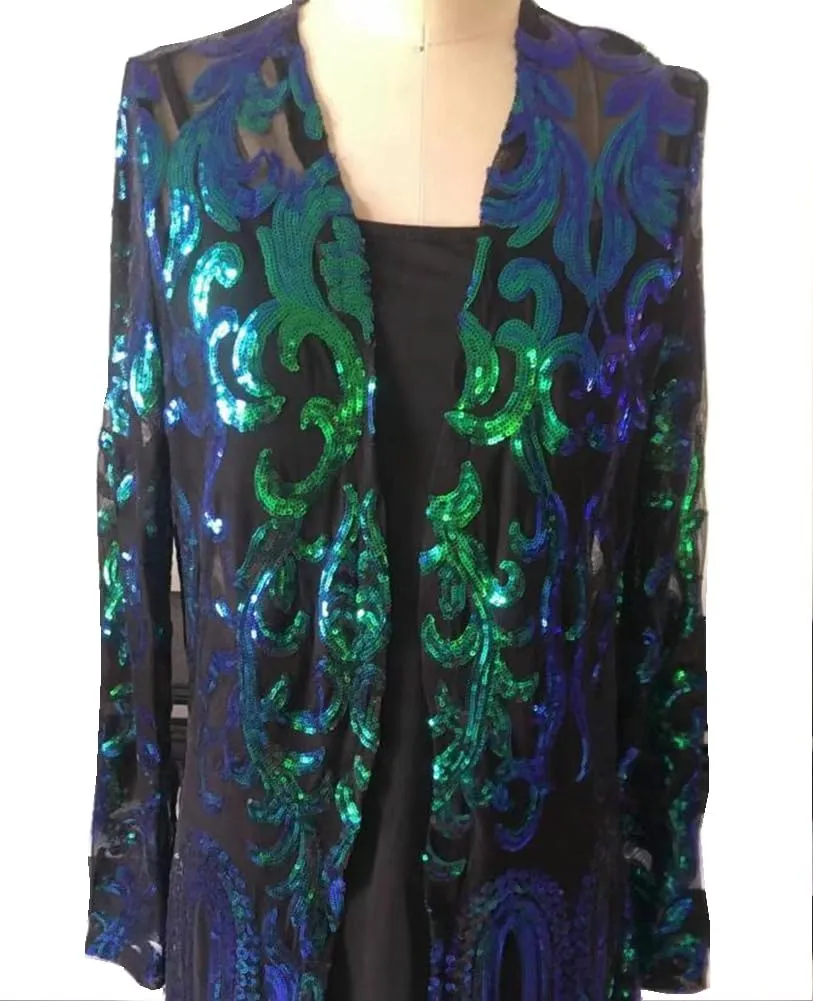 Sequin Cardigans Duster Sparkly Blazer Jackets Long for Women Evening