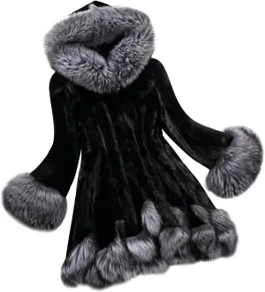 SHOPESSA Womens Winter Fashion Outerwear Faux Fur Plush Leopard Long Mink Coat Fuzzy Sherpa Jacket Wool Fleece Trench Coat