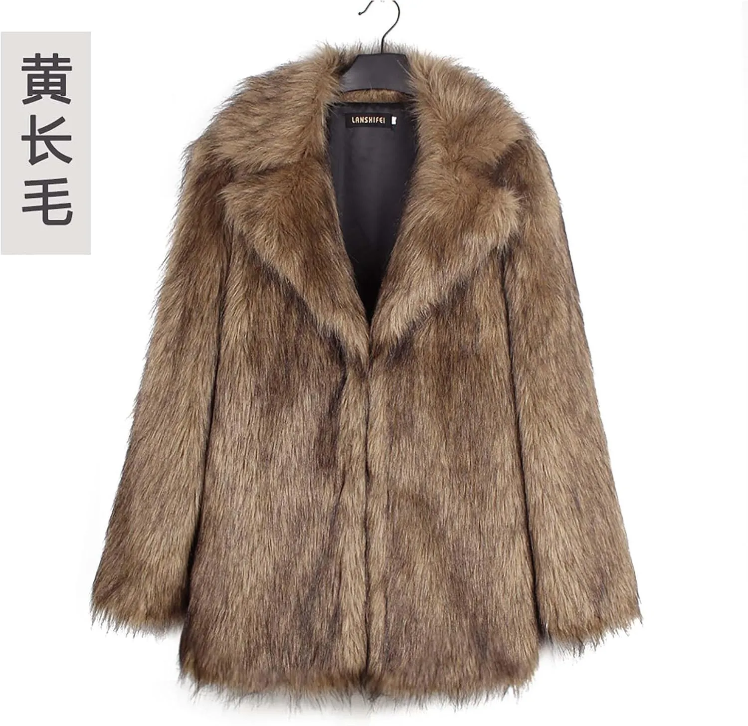 SHOPESSA Womens Winter Fashion Outerwear Faux Fur Plush Leopard Long Mink Coat Fuzzy Sherpa Jacket Wool Fleece Trench Coat