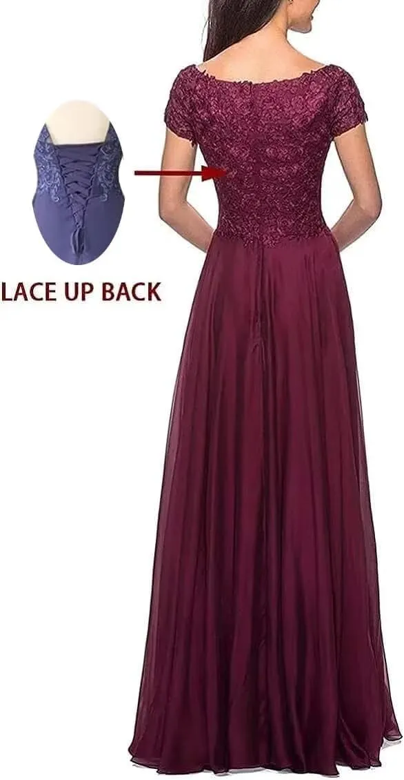 Short Sleeve Mother of The Bride Dress for Wedding Women's Mother of The Groom Dress Long Formal Evening Prom Gowns